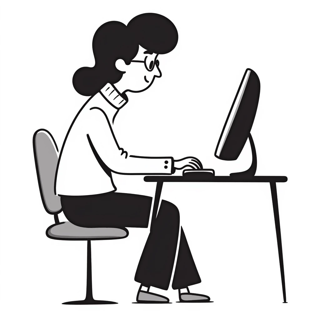 grandma typing on a computer on black background emoji