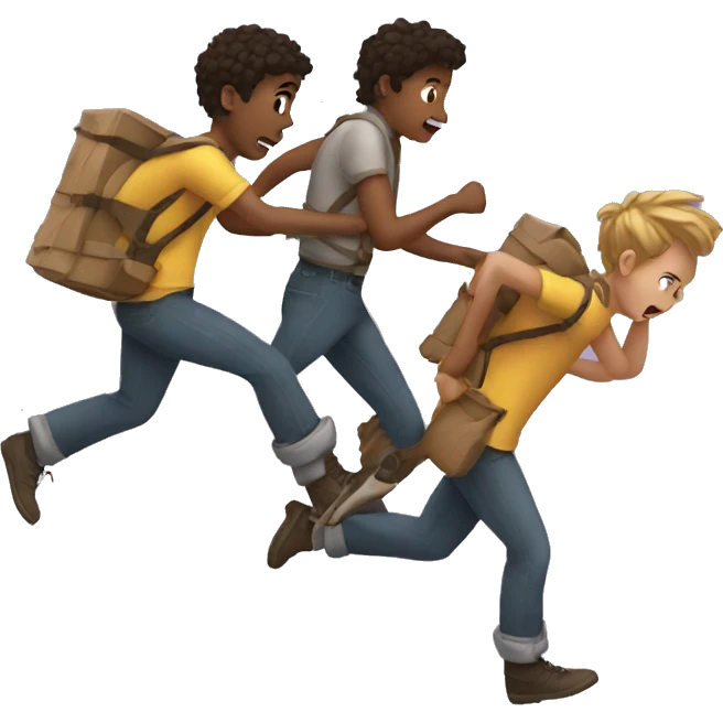 two friends escaping emoji