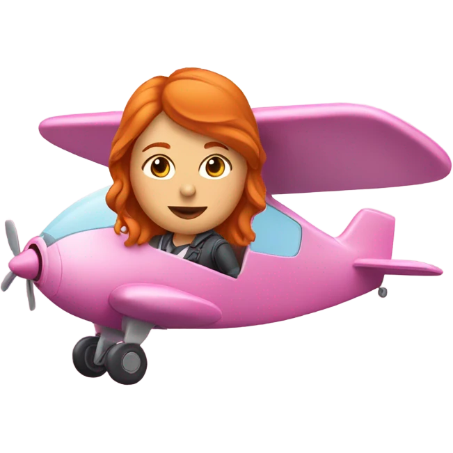 ginger woman flying pink airplane  emoji