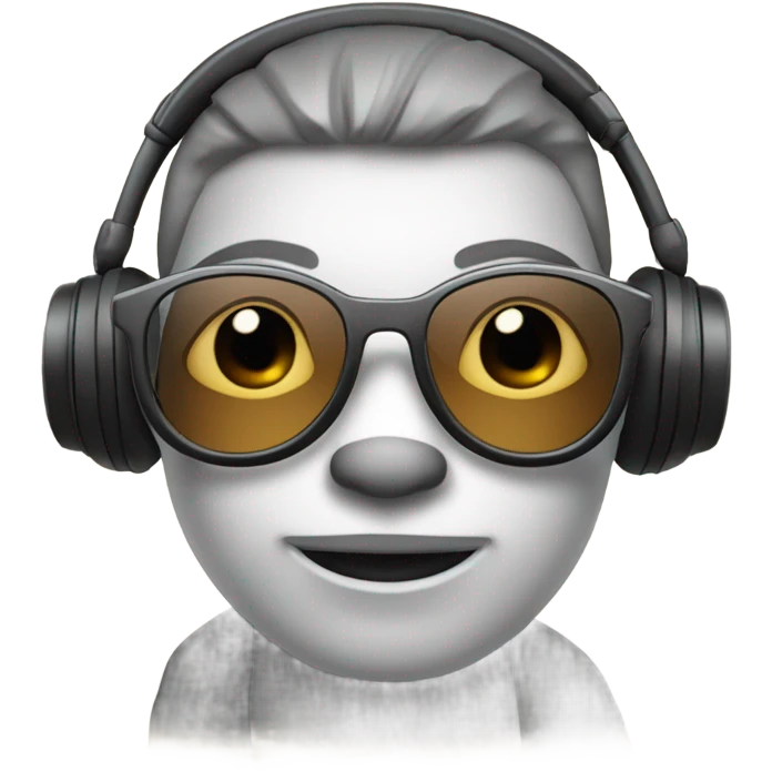 Mapache creativo con audífonos modernos y lentes tecnológicos emoji