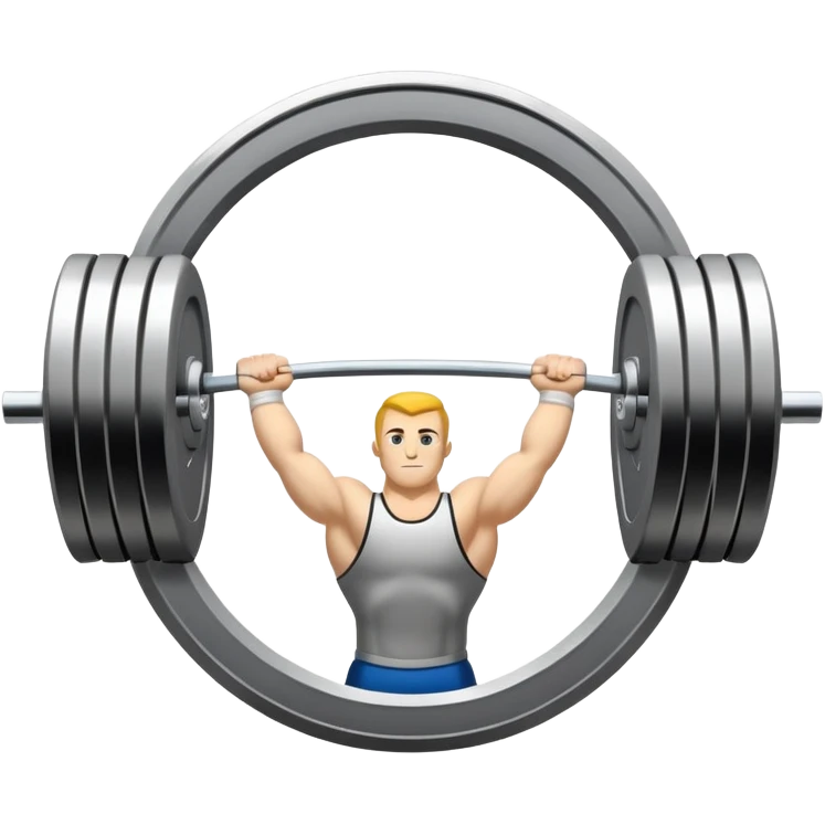 An emblem symbolizing weightlifting with a stylized barbell in the center, set against a simple, clean background. The barbell is prominent and sleek, with no athlete included. The design is bold, modern, and minimalistic emoji