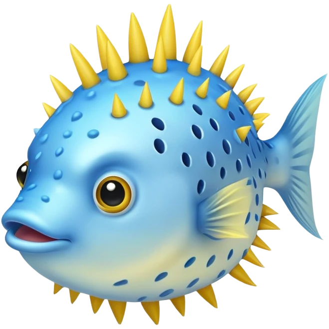 Light blue with baby yellow spikes puffer fish emoji