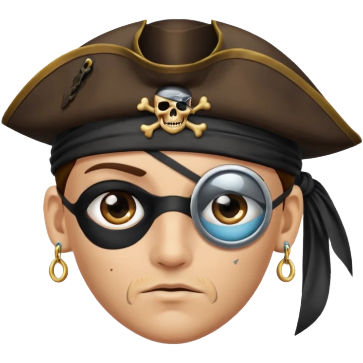 Eye patch pirate with earring, one eye covered
 emoji