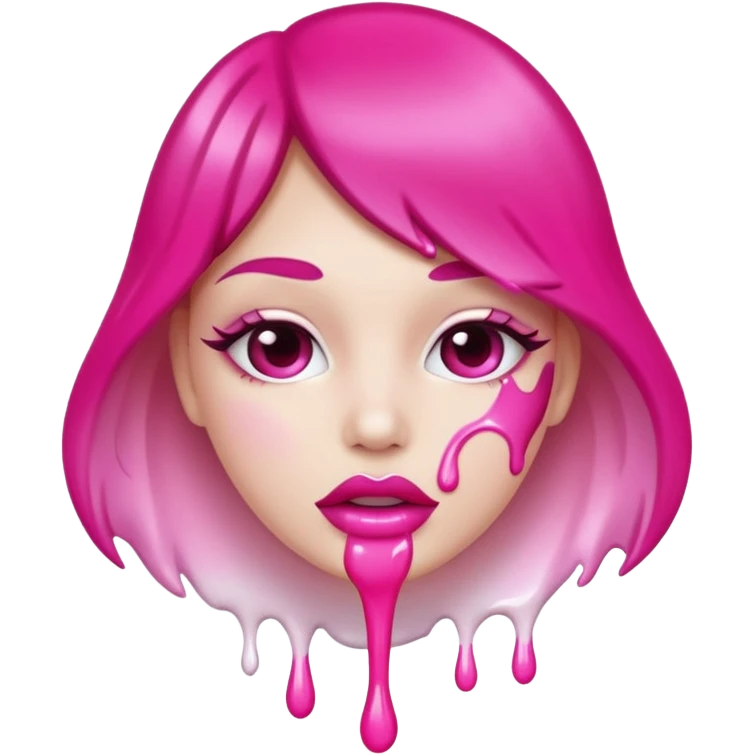 White paint dripping from hot pink ombre glossy lips emoji