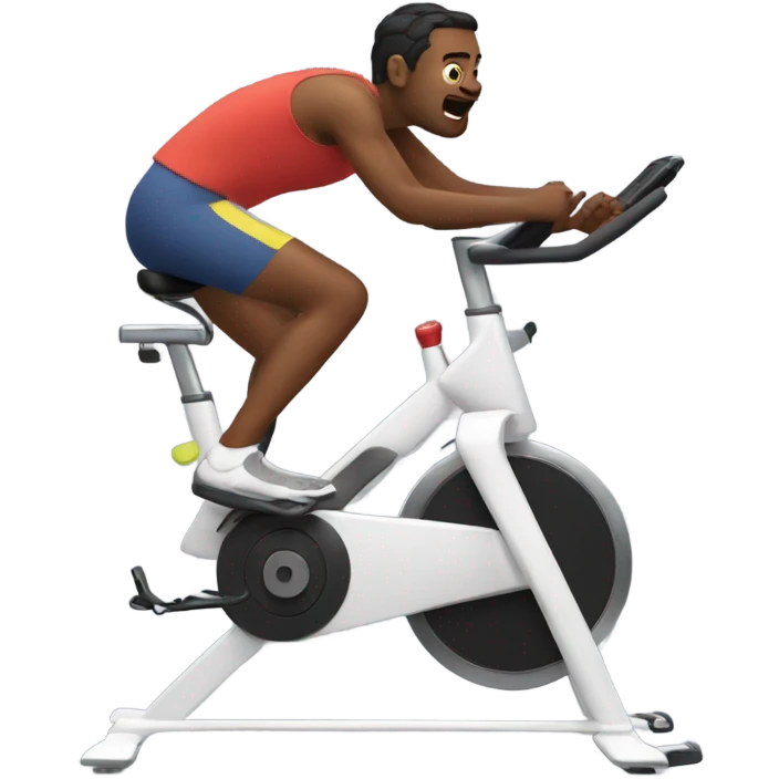 Someone being very awkward on a spin bike emoji