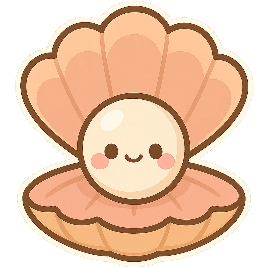 一个可爱的贝壳，贝壳里有一棵珍珠 emoji