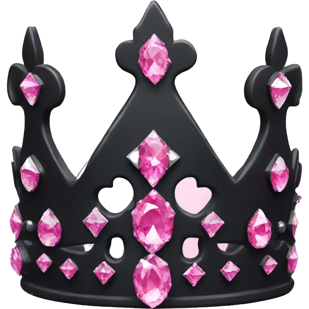 black princess crown with pink diamond emoji