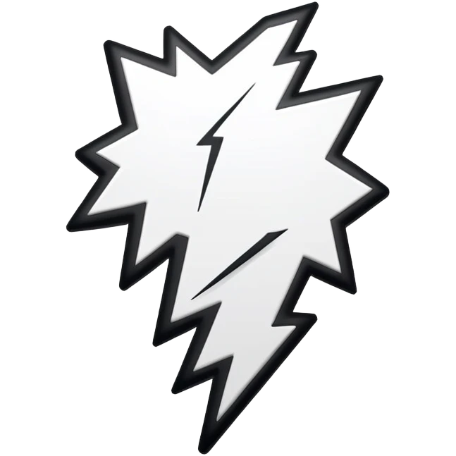 A black and white tunder emoji