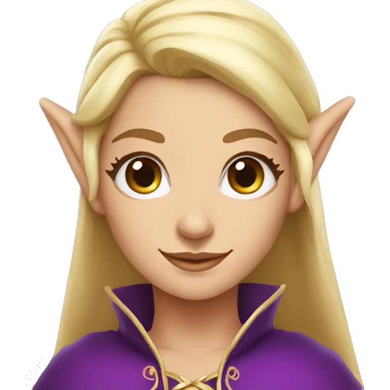 Noble female Elf with Elf ears and blonde hair and purple robes emoji