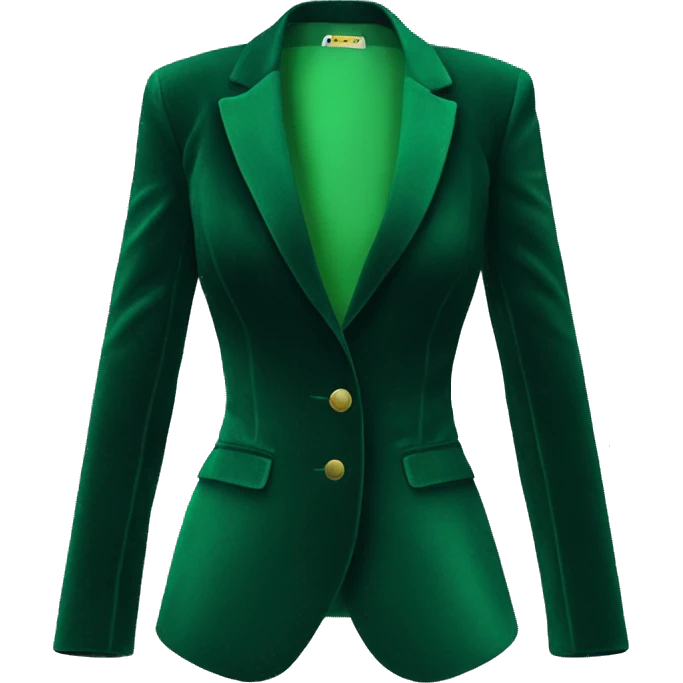 Realistic isolated side view of an open emerald green velvet feminine fashion blazer jacket. emoji