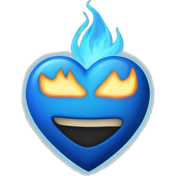 Blue heart with blue flames emoji