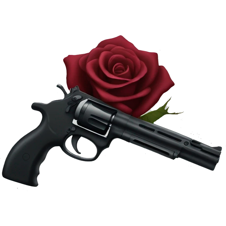 Dark red rose crossed with a gun emoji