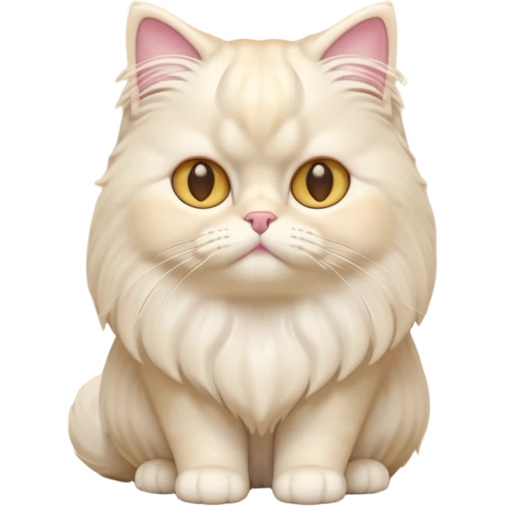 A 3D cartoon Persian cat with soft cream-white long fur, round face, golden eyes, gentle expression, cinematic Memoji-style lighting. full body emoji