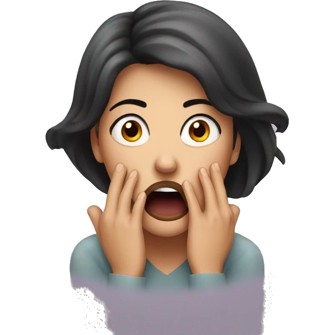 woman scared hand on mouth terrifie emoji