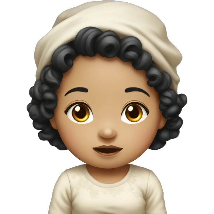 Southeast Asian female infant with black curly hairSou emoji