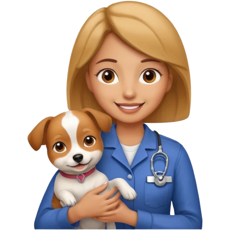 a woman vet holding a small dog emoji