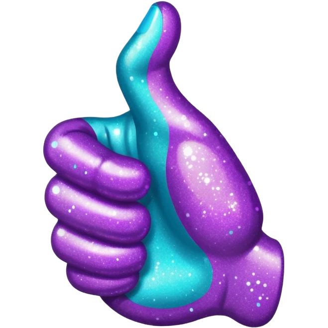 Glitter purple and cian hand thumbs up emoji