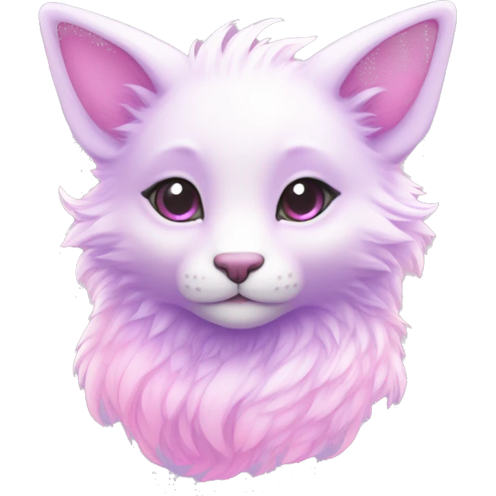 Kawaii colorful bright light pastel lilac-pink-white-gradient fantasy ethereal anthro fursona animal creature emoji