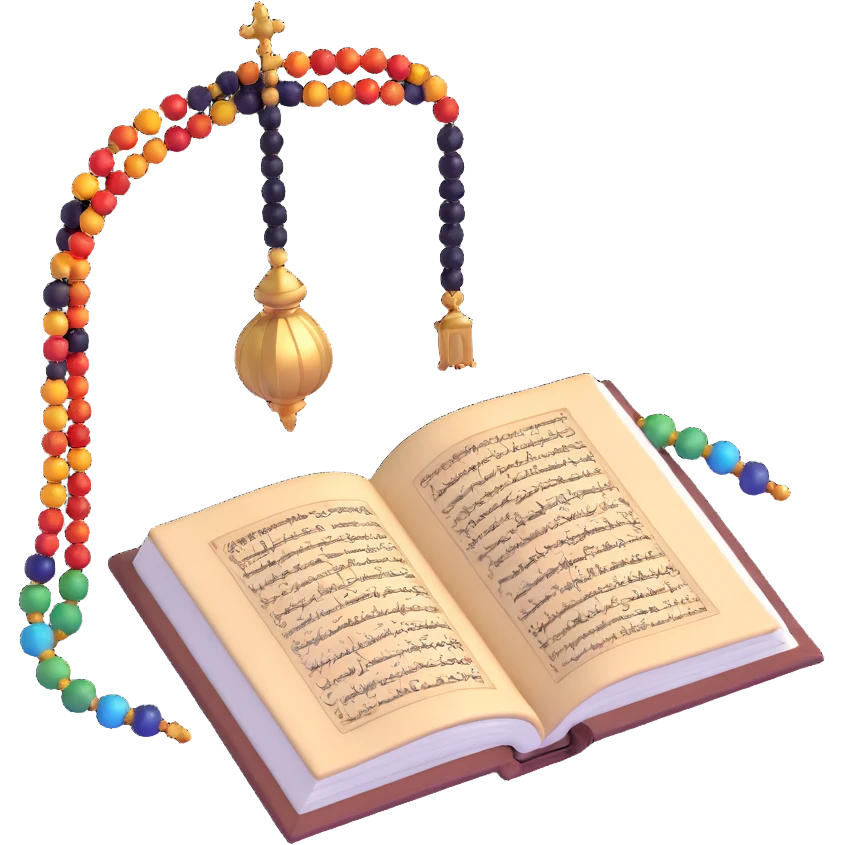 Quran with prayer beads emoji