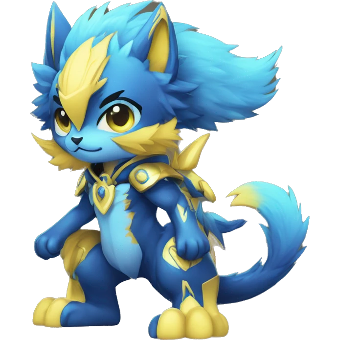 Anthro-Edgy-Cool-Blue-Yellow-Contrast-Colors-Fantasy-Fur-Sona-Chibi-Shiny-Fakémon-Hybrid full body emoji