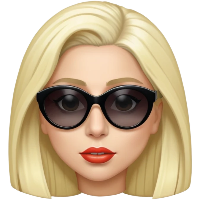 Lady Gaga with iconic blonde hair and sunglasses emoji
