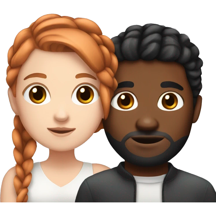 White girl with copper hair and her black boyfriend with French braids  emoji