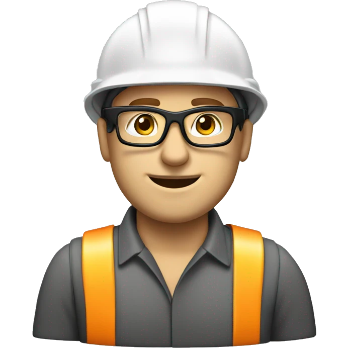 Caucasian engineer with helmet, glases, earplugs safety emoji