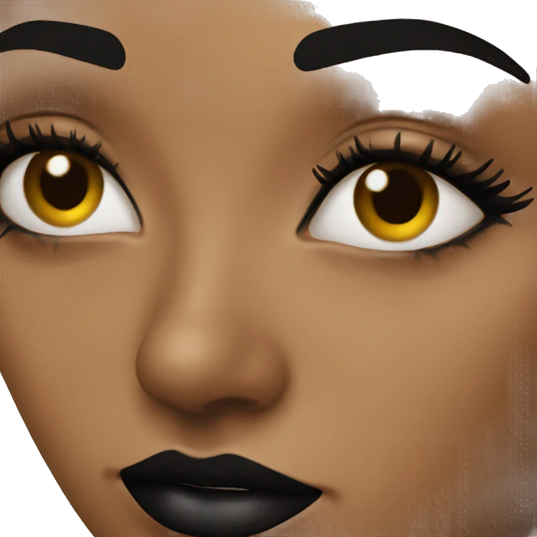 A woman wearing black lip gloss. emoji