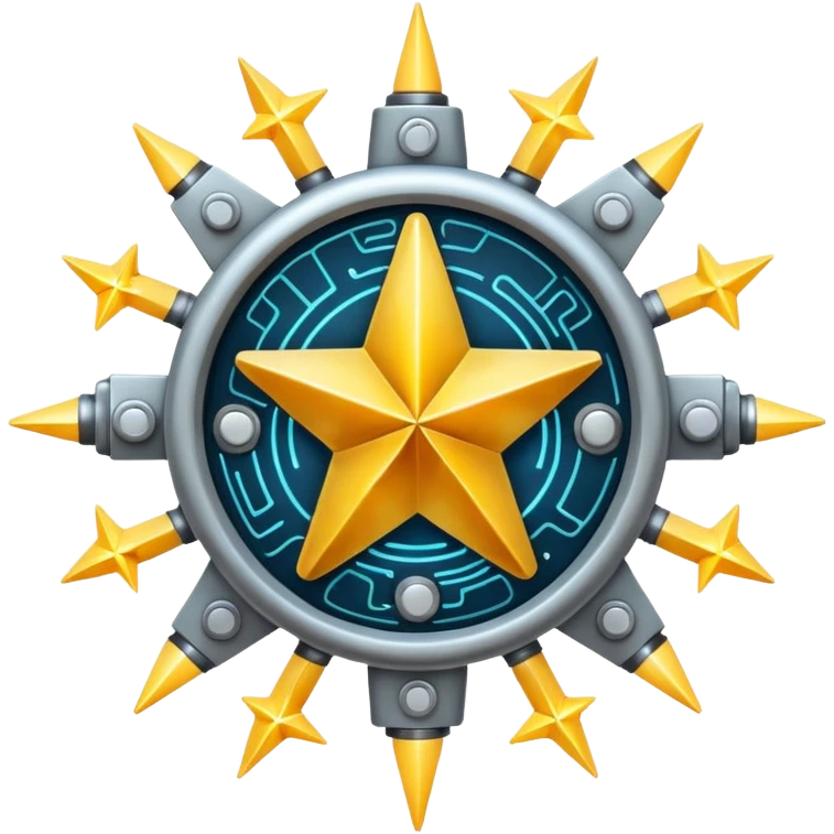 symbol combining elements of a circuit and a star, no text emoji
