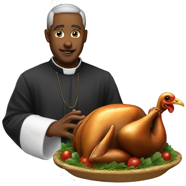 priest petting a turkey emoji