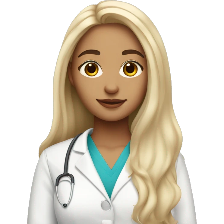 Nursing student with platinum long hair and no glasses no mask and dimples and light makeup emoji