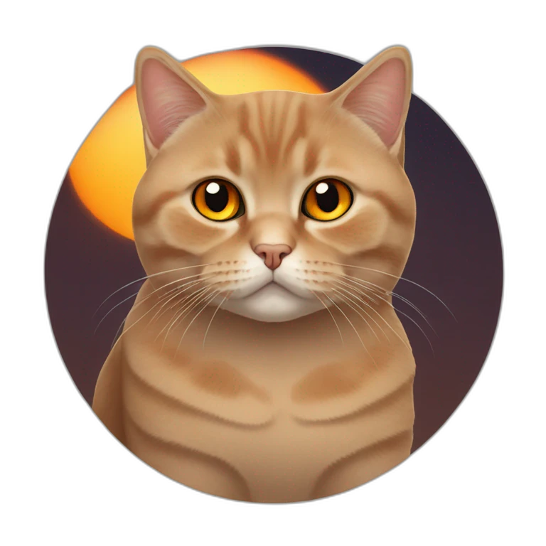 A sitting red british shorthair cat with orange eyes emoji