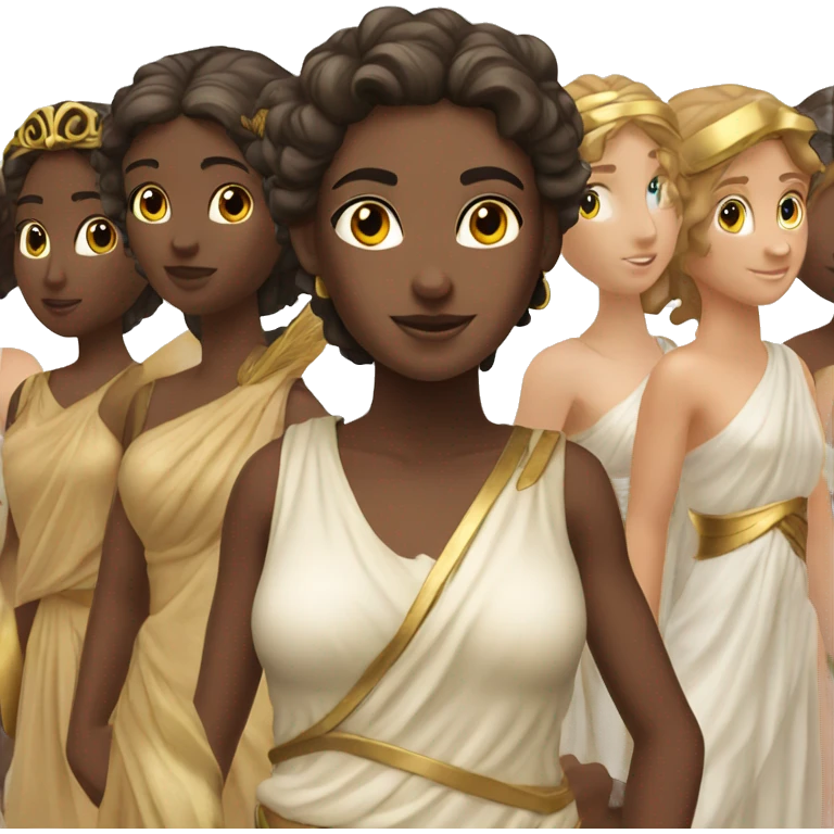 Greek goddess with regular girls standing behind her emoji
