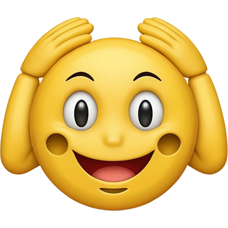 Frustrated smiley face covering their ears emoji