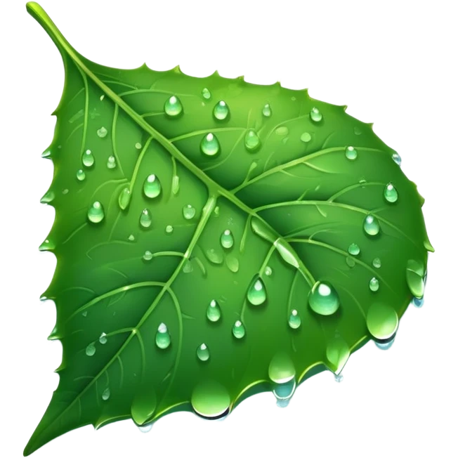 Dew drops on a leaf emoji