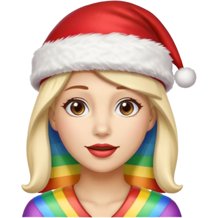 women santa with party cap rainbow cap 
   emoji