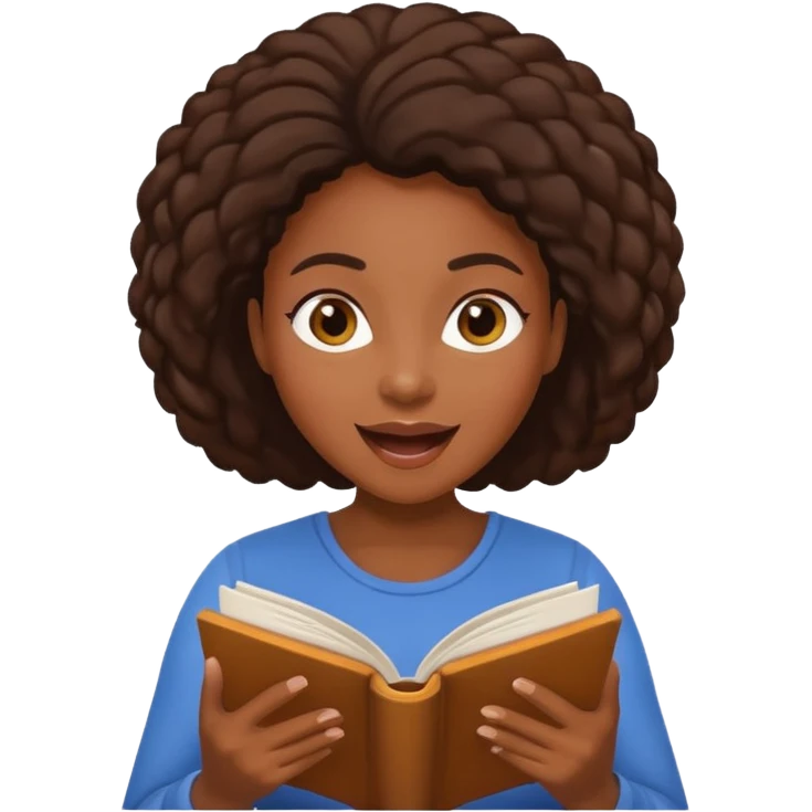 Black woman Excited reading a book  emoji