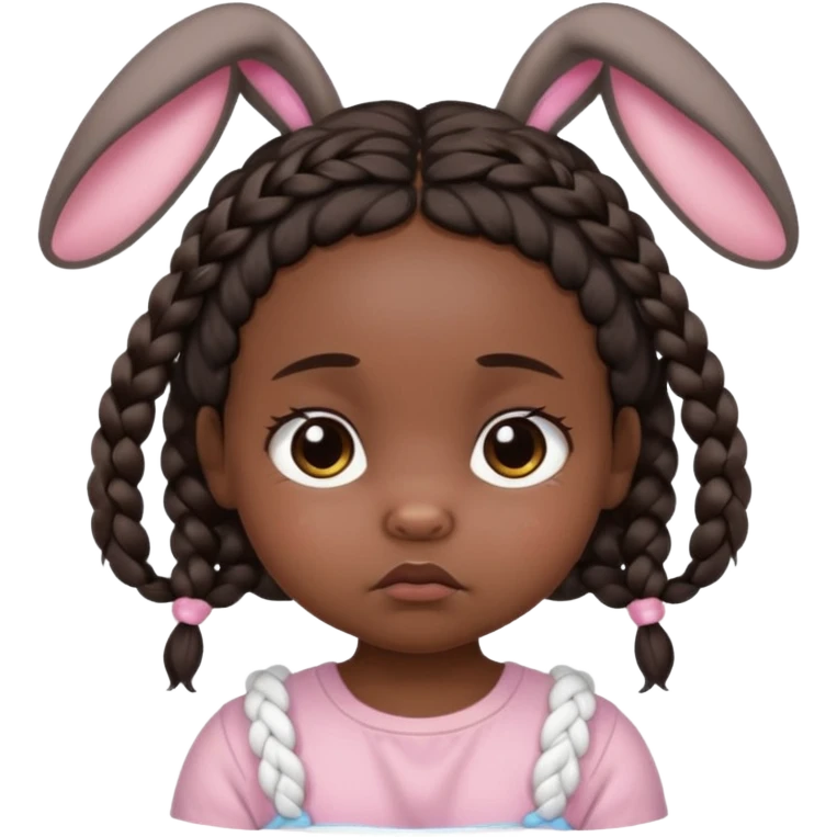 bunny ear accessory wearing baby braided dark hair sad  emoji