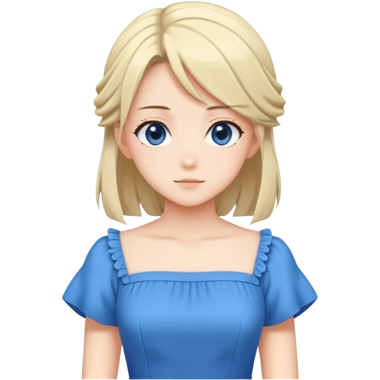 an anime Girl character in blue dress emoji