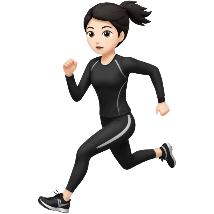 Head to toe Body woman from the front run’ing toward the screen White skin black/brown hair in black clothes emoji
