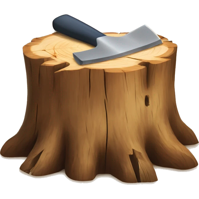 wood stump with axe cutting into it emoji