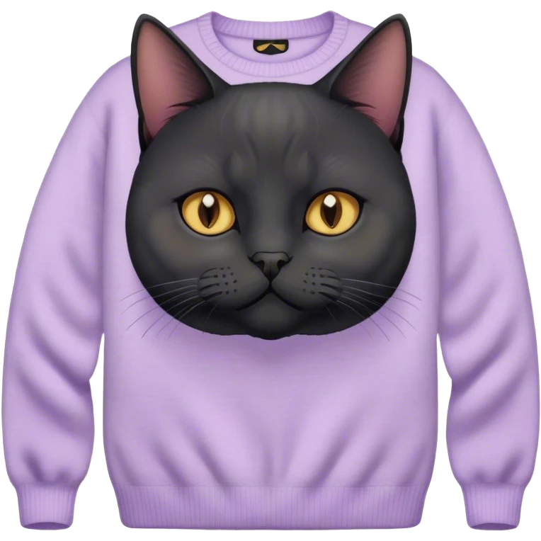 Black British cat with pastel sweater emoji
