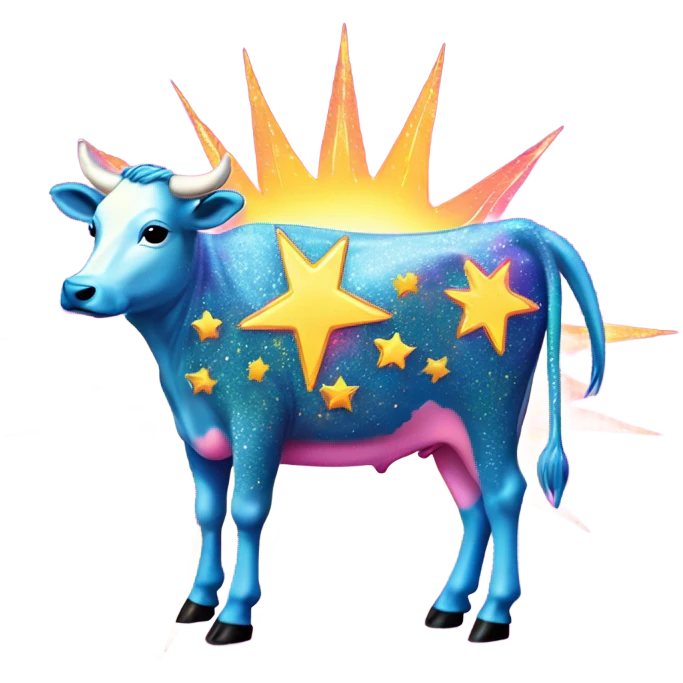 Lisa frank glitter sun star rainbow cow emoji