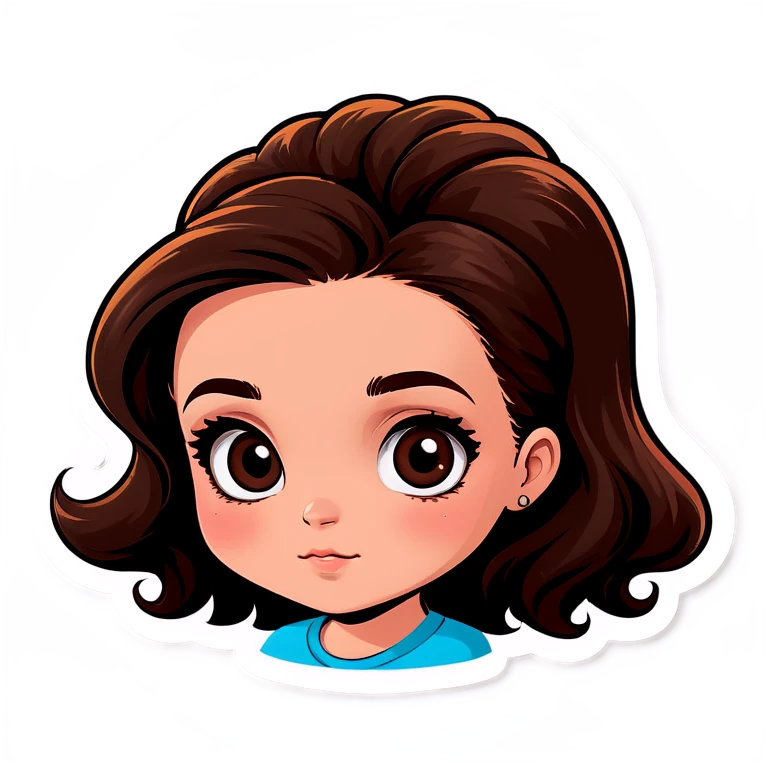 Une fille cheveux brun bouclé yeux brun petit visage  emoji