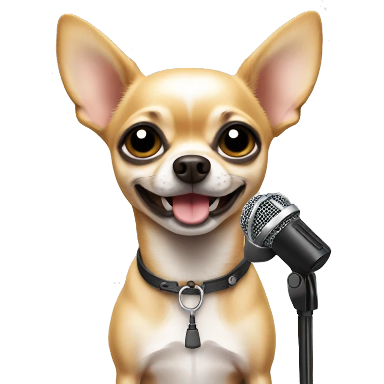 chihuahua singer with mic emoji