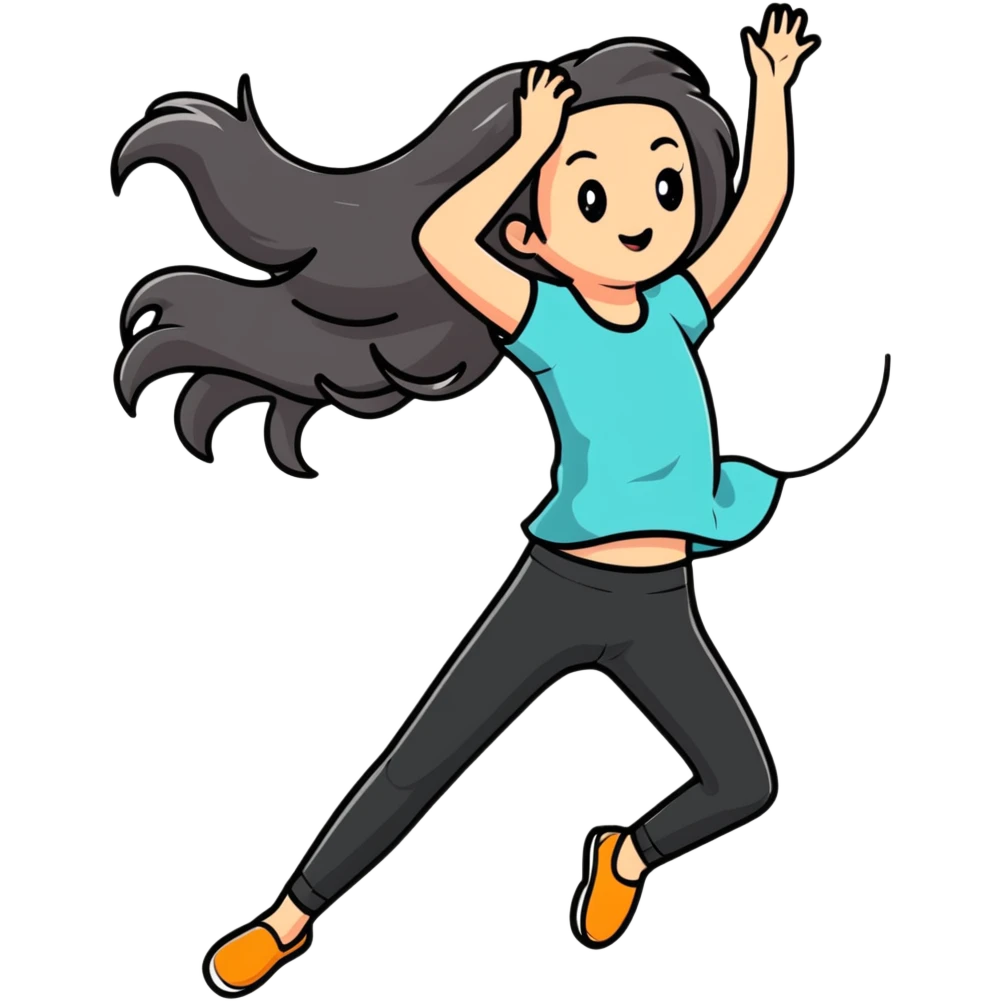 A girl flipping her his back  emoji