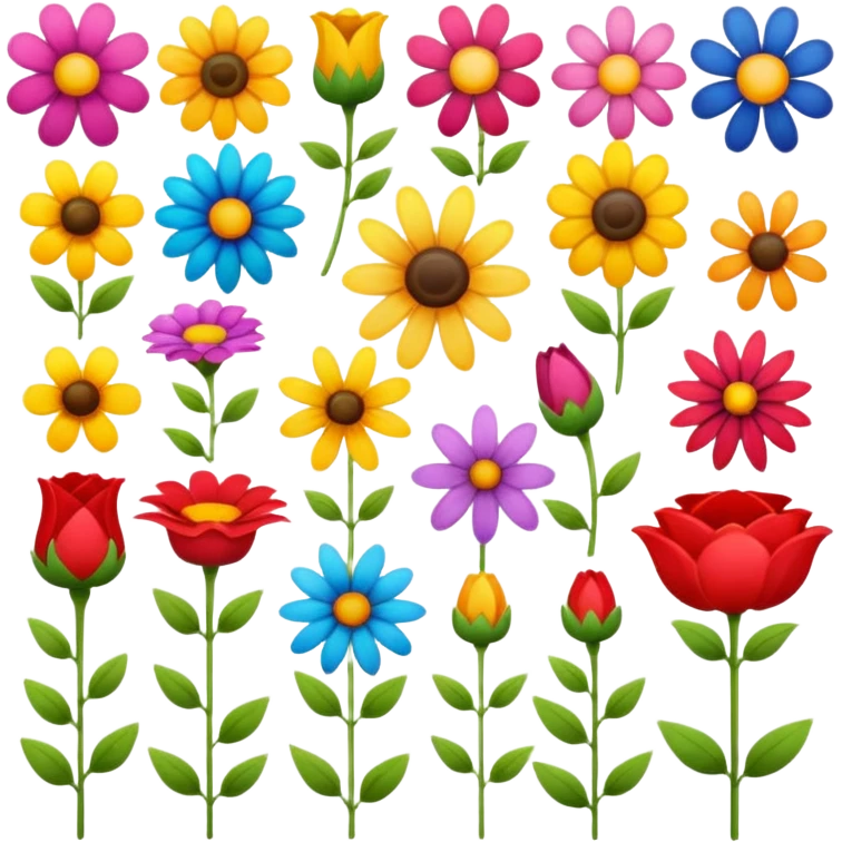 Various types of flowers emoji
