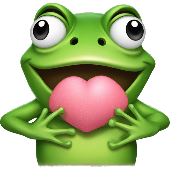 A frog throws a kiss emoji