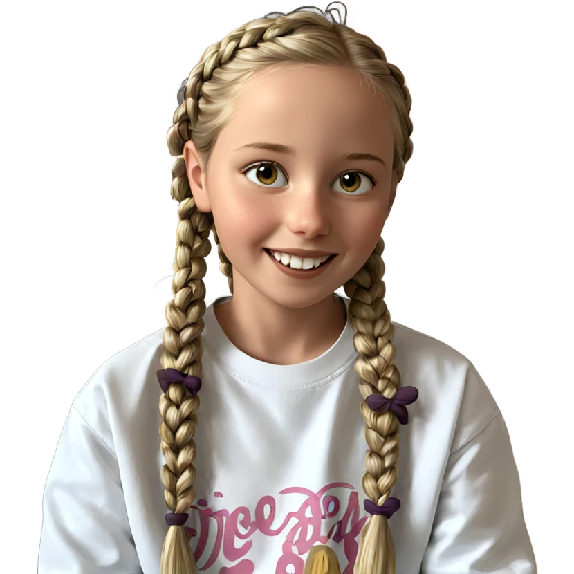 smiling girl with braids emoji
