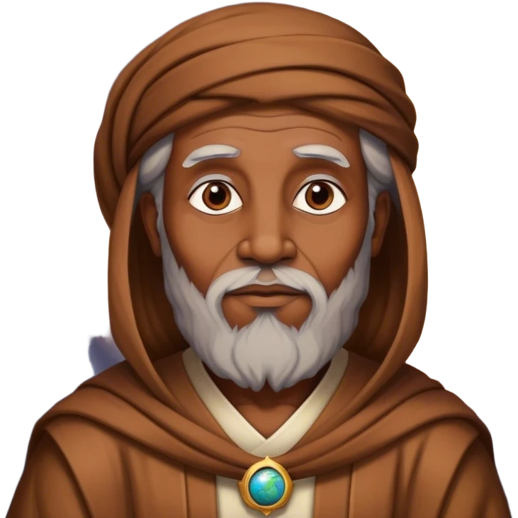 Spiritual teacher is a wise man against the background of the planet emoji